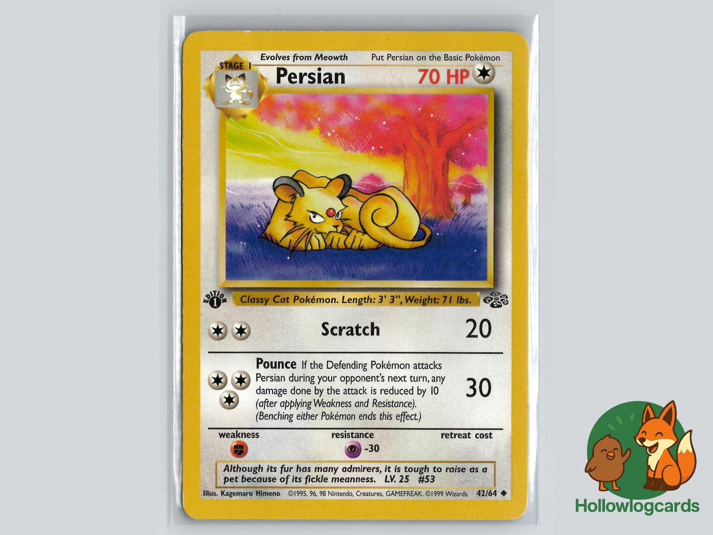 1st Edition Persian (42/64) - Jungle Pokémon Card