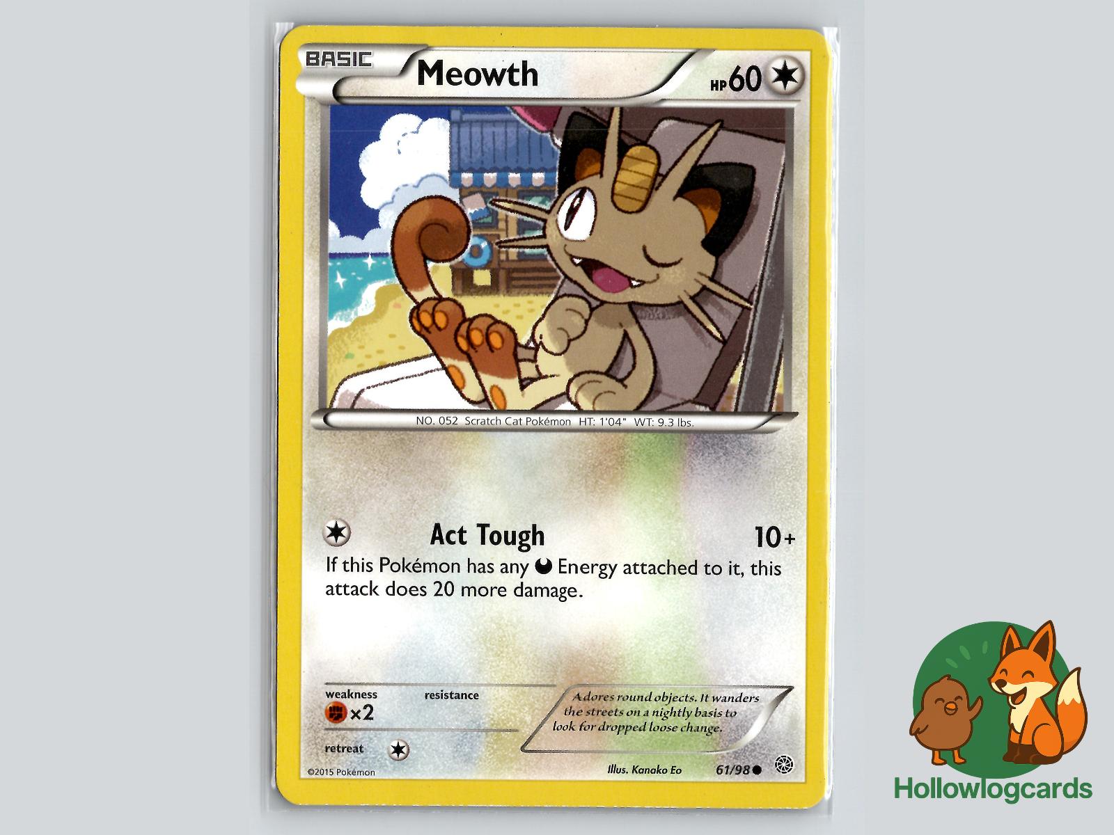 【ARS AU 真贋鑑定】英語版ニャース Meowth 61/98 U182【ポケモン カード】 英語版 海外 Meowth ニャース 56/64 旧裏面
