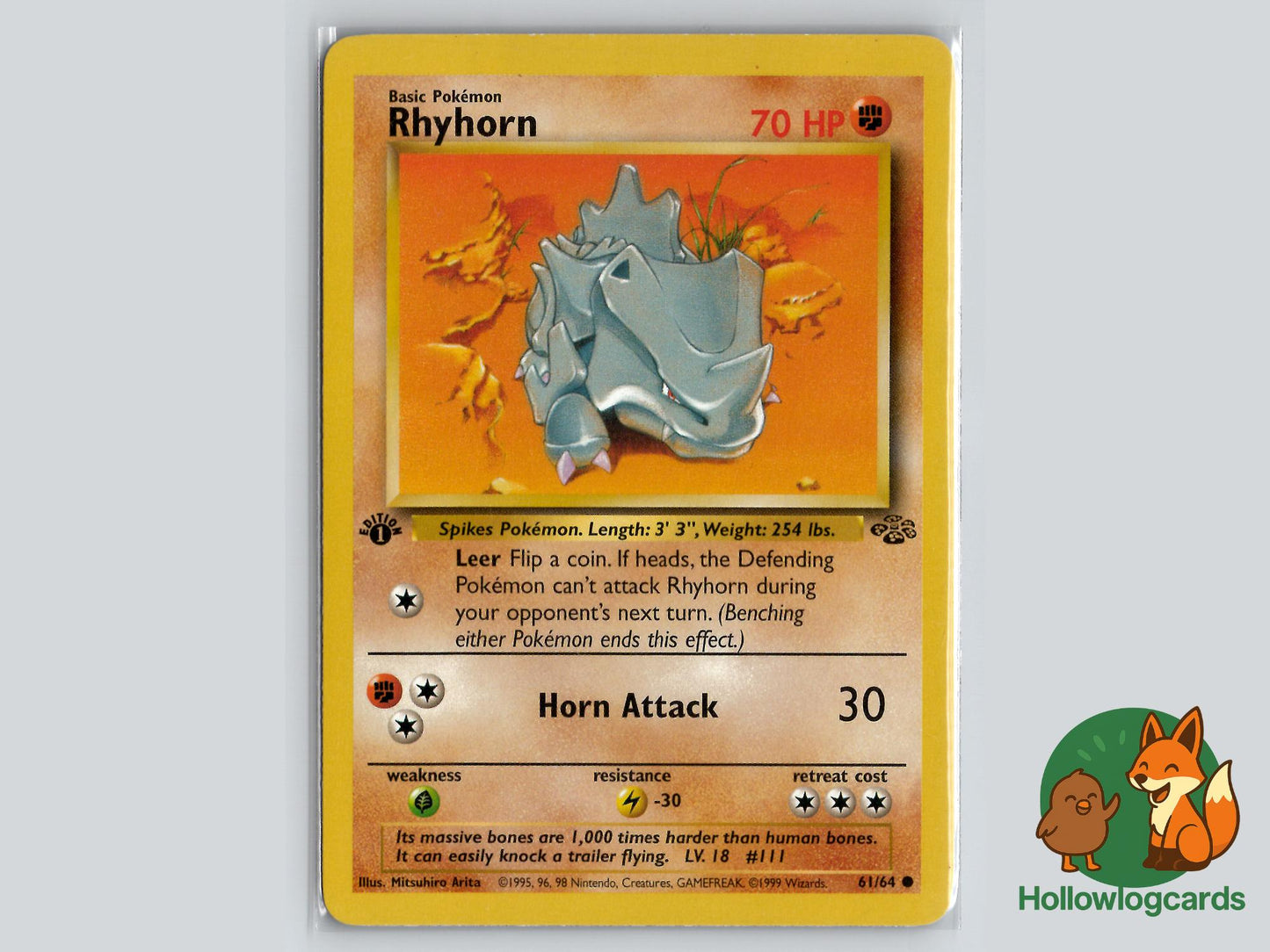 1st Edition Rhyhorn (61/64) - Jungle Pokémon Card