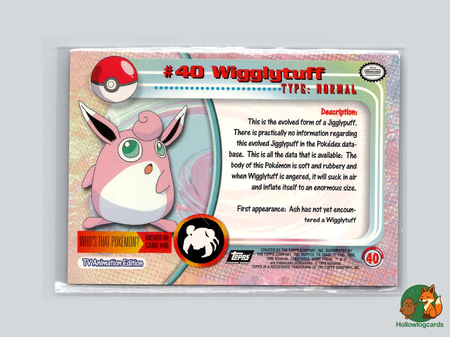 Wigglytuff (#40) Chrome Foil - Topps Trading Cards Series 1