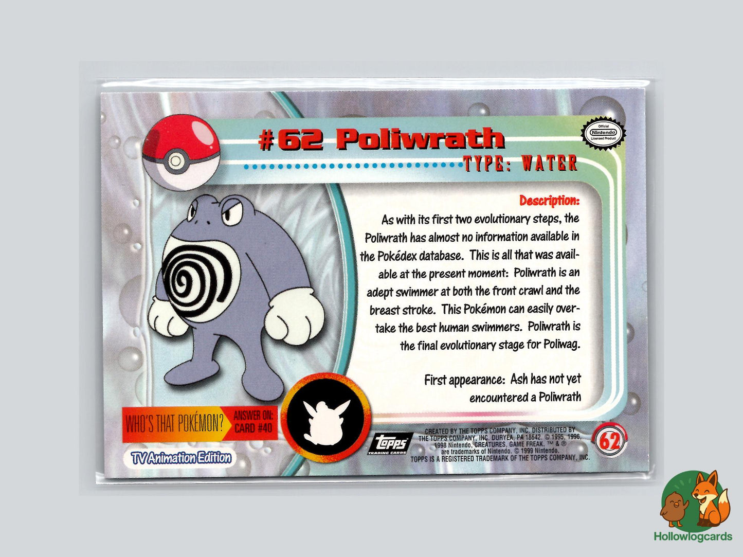 Poliwrath (#62) Chrome Foil - Topps Trading Cards Series 1