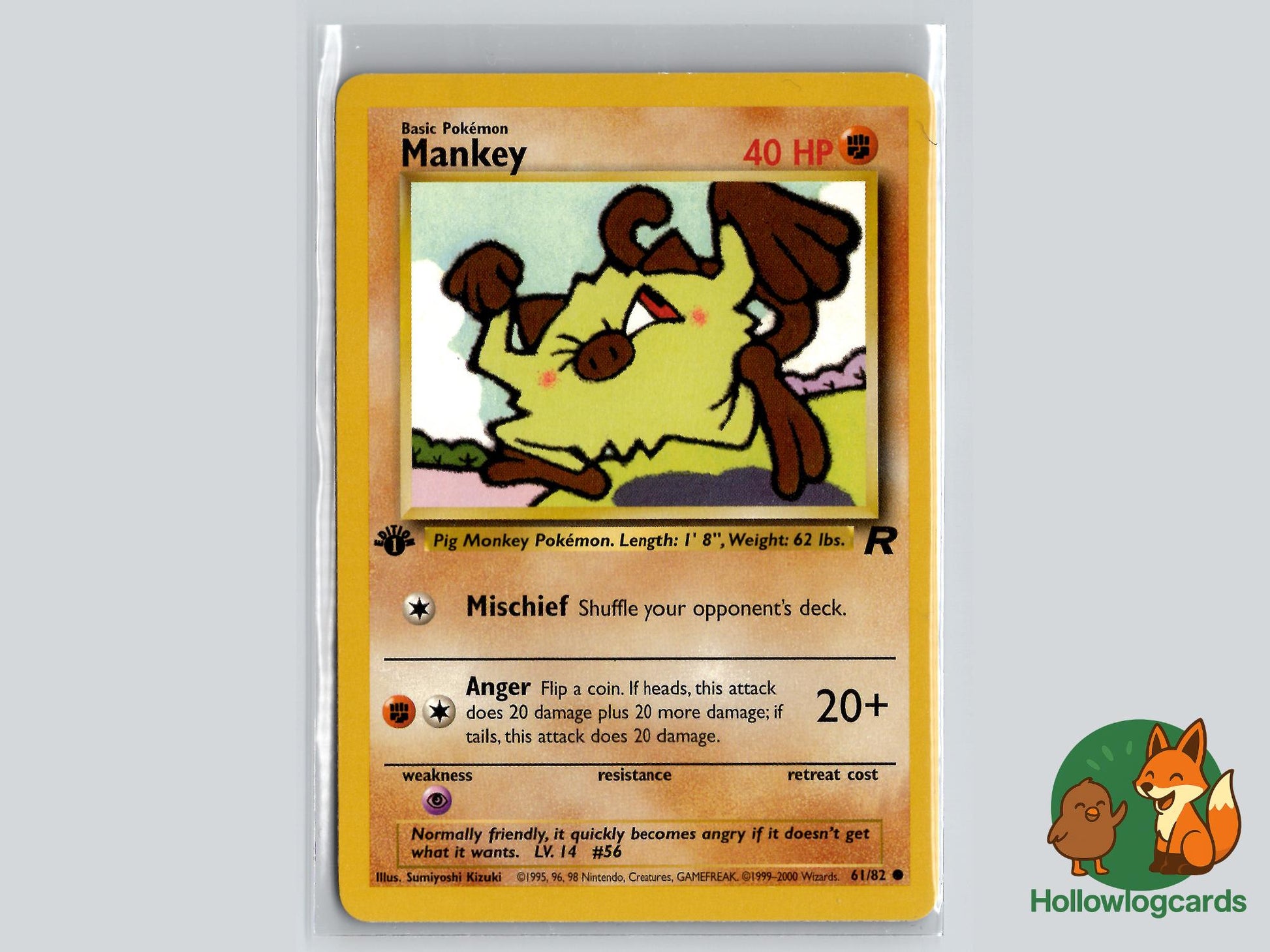 1st Edition Mankey (61/82) - Team Rocket Pokémon Card