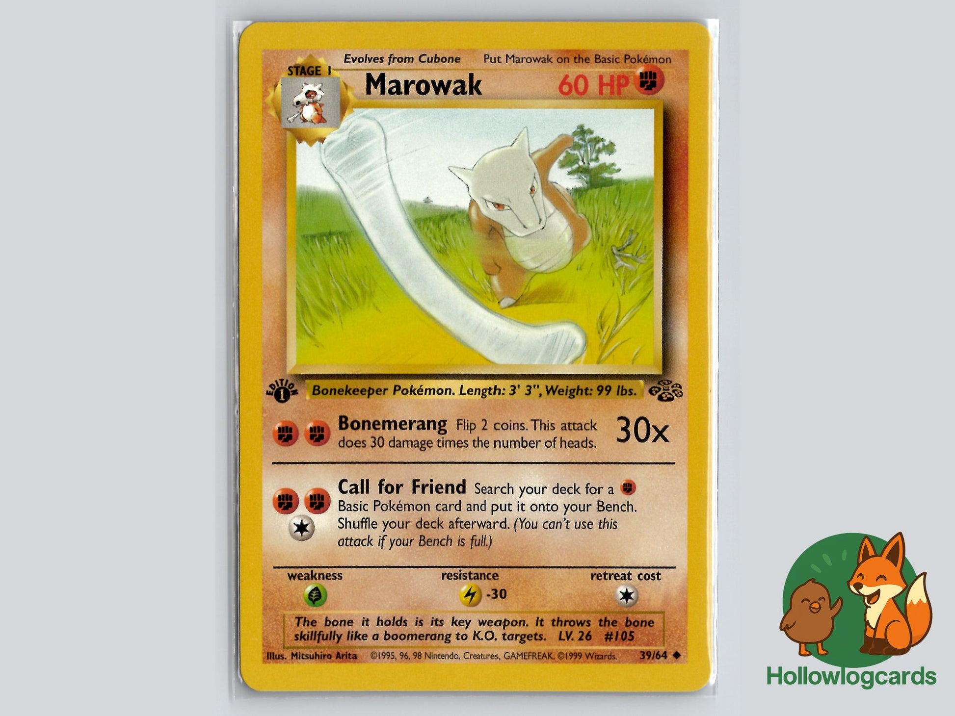1st Edition Marowak (39/64) - Jungle Pokémon Card