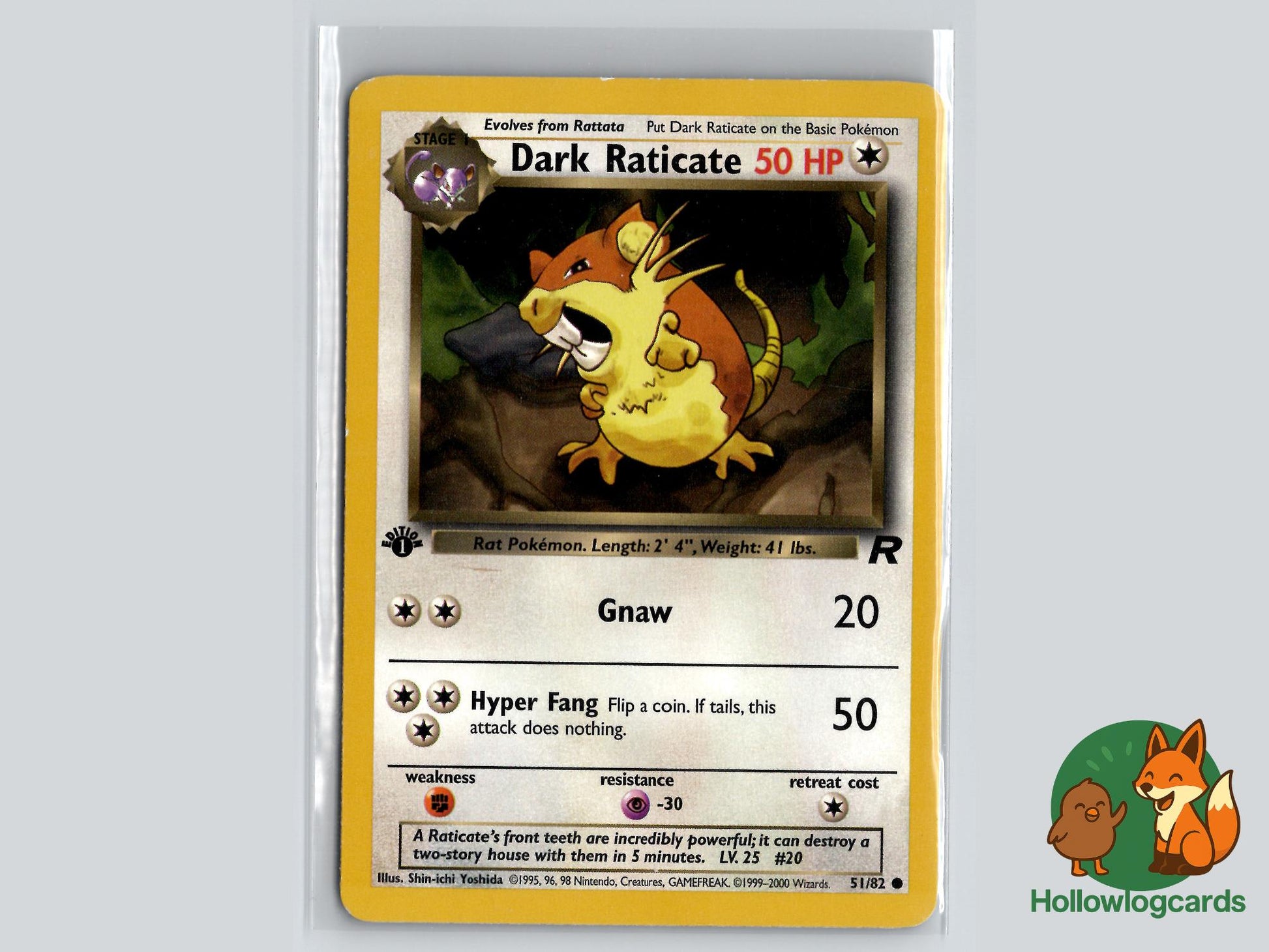 1st Edition Dark Raticate (51/82) - Team Rocket Pokémon Card