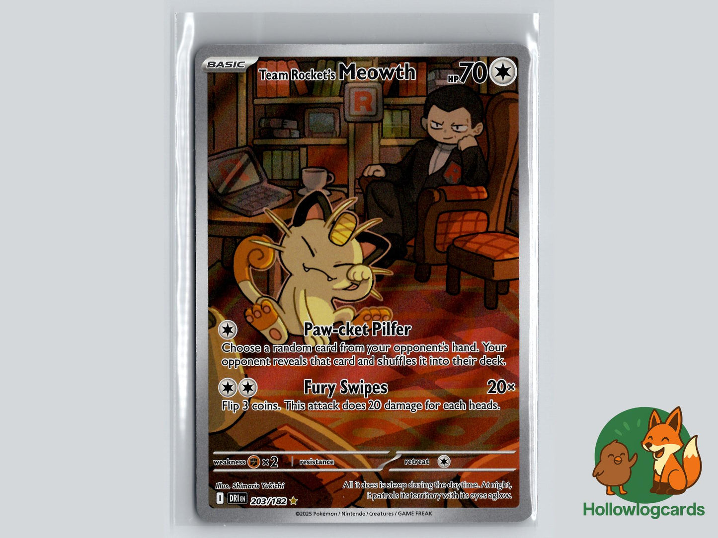 Team Rocket's Meowth (203/182) - Destined Rivals Pokémon Card