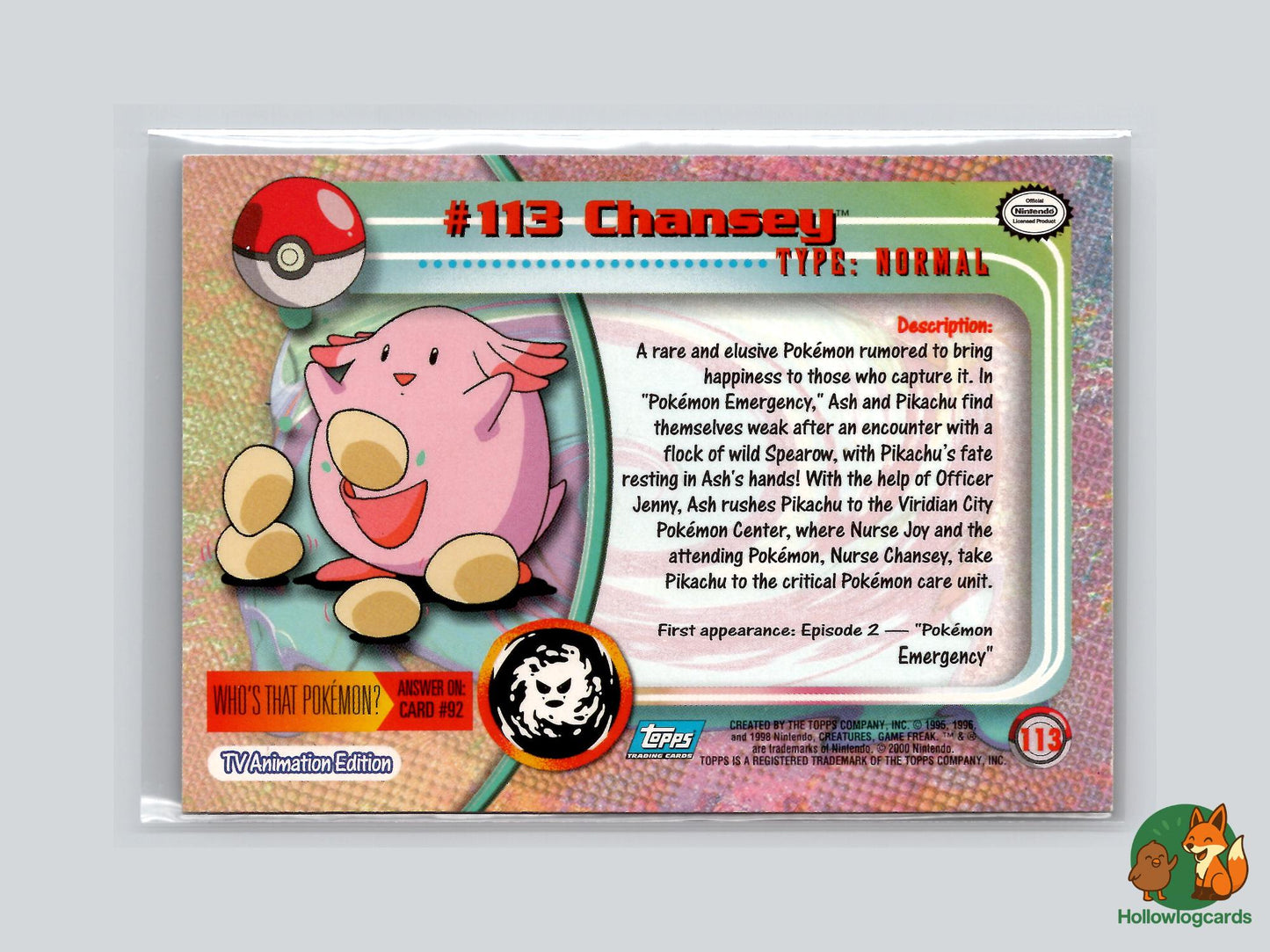 Chansey (#113) - Topps Trading Cards Series 2