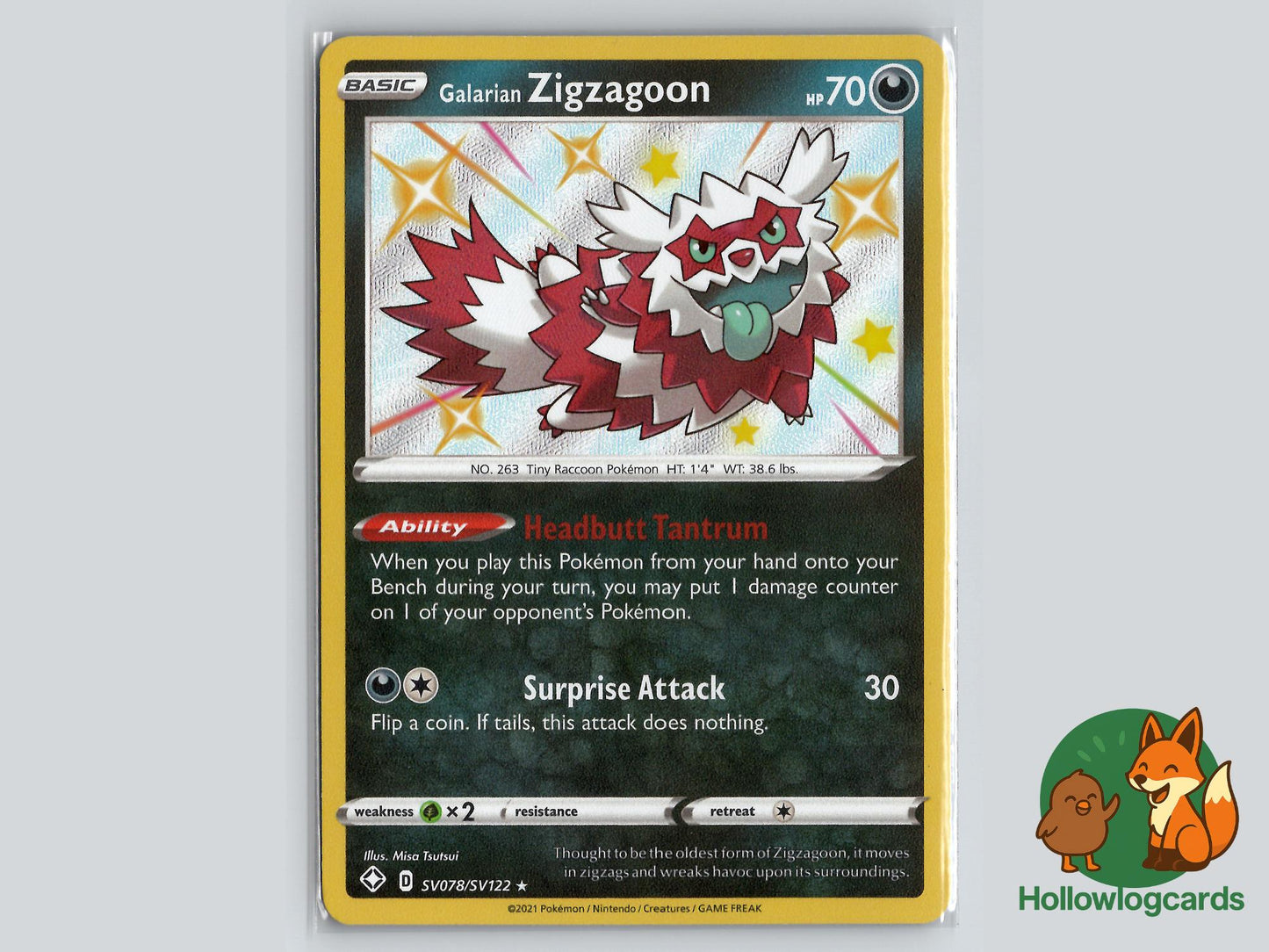 Galarian Zigzagoon (SV078/SV122) - Shining Fates Pokémon Card