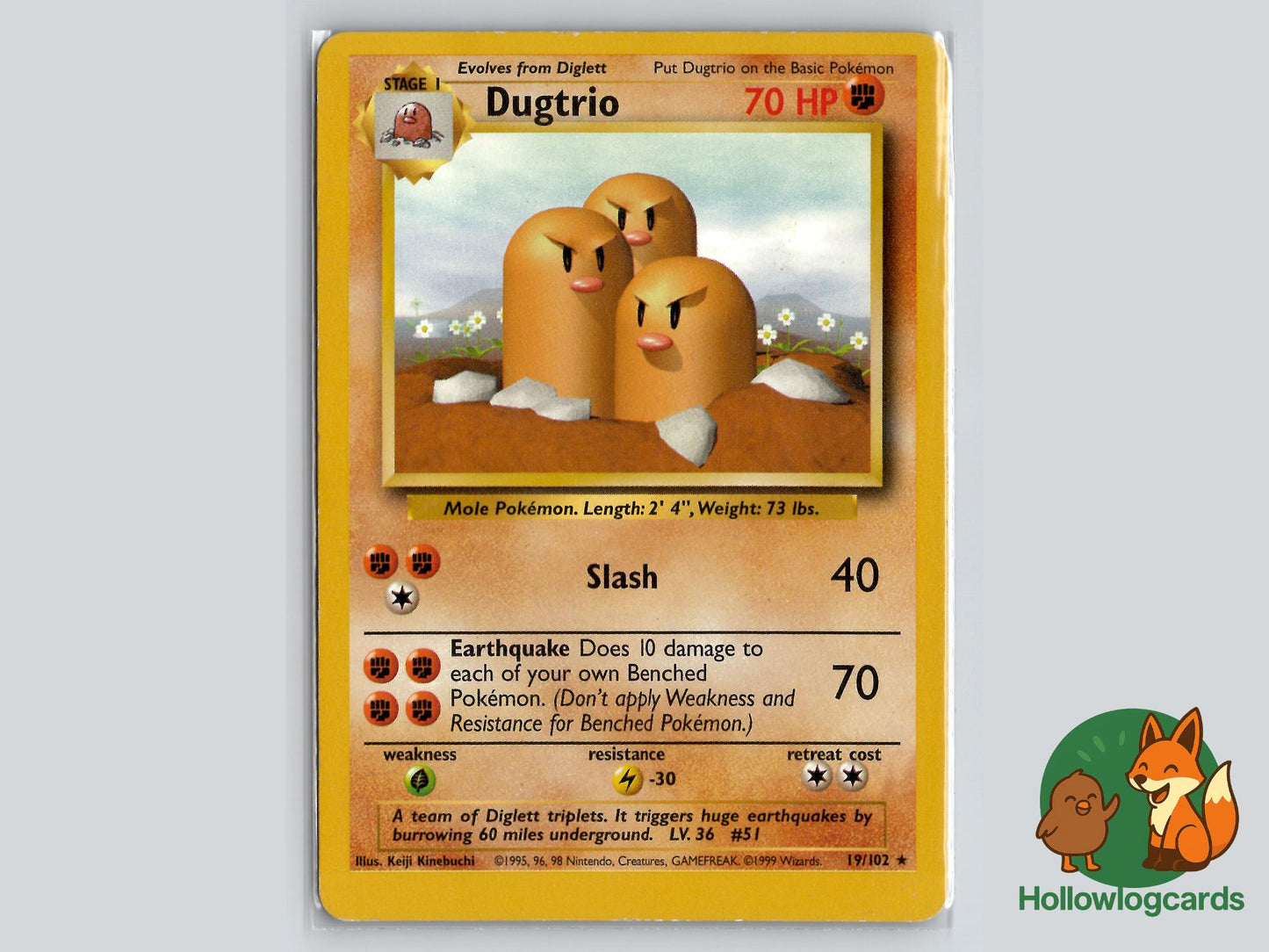 Dugtrio (19/102) - Base Pokémon Card