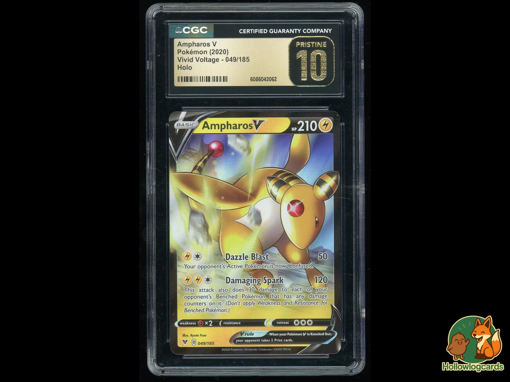Graded Ampharos V (049/185) - Vivid Voltage Pokémon Card