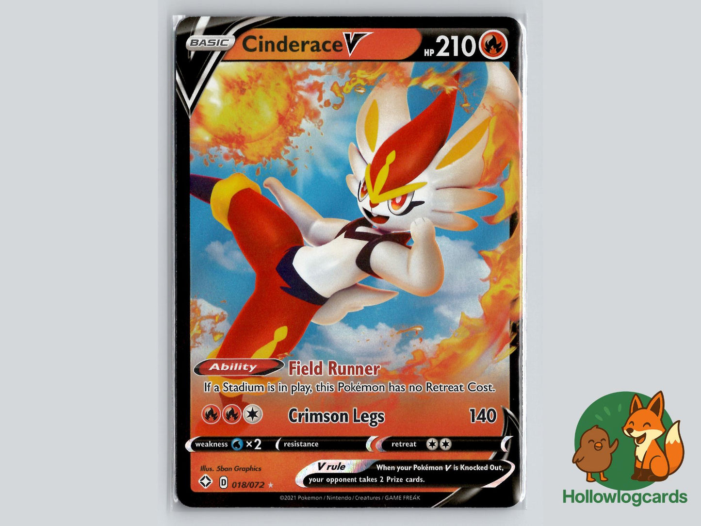 Cinderace V ( 018/072 ) Holo - Shining Fates - Near Mint