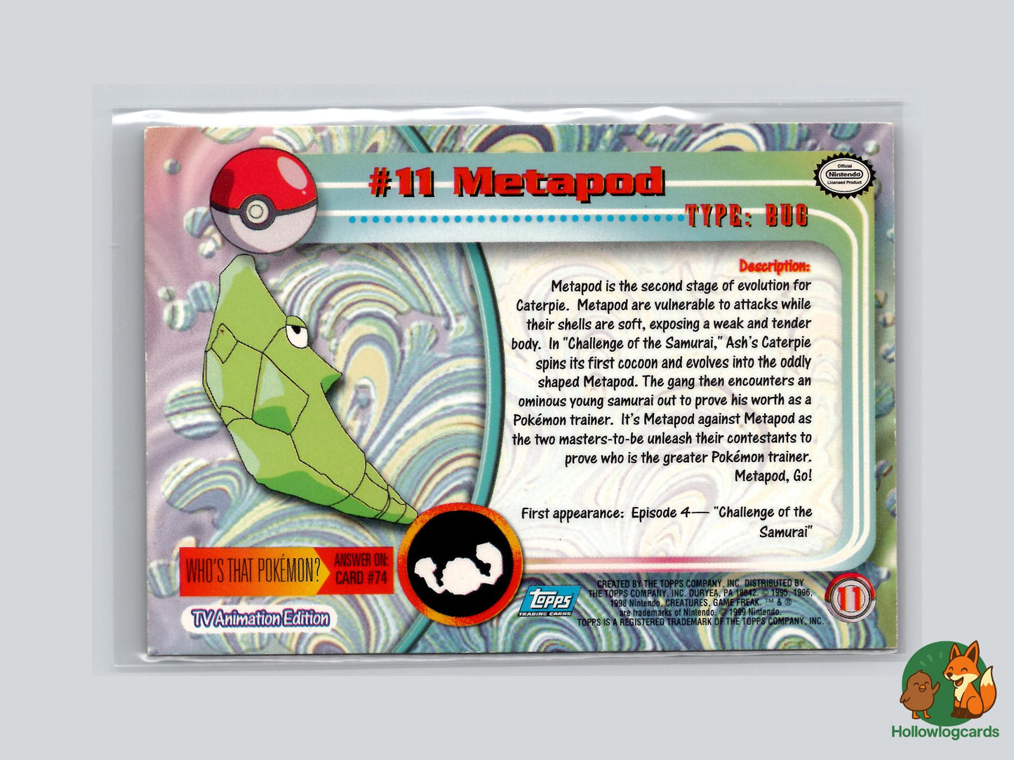 Metapod (#11) Rainbow Foil - Topps Trading Cards Series 1