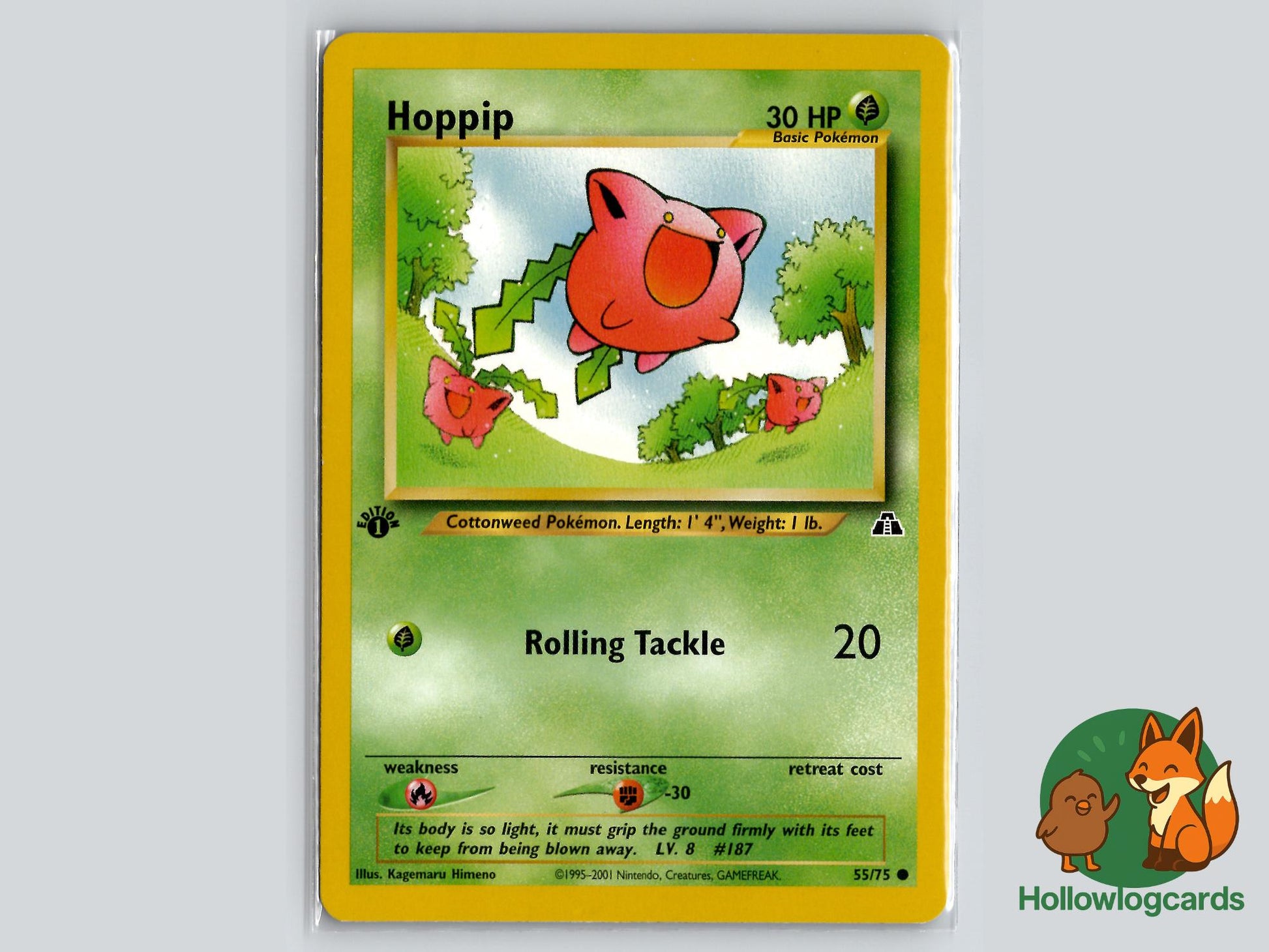 1st Edition Hoppip (55/75) - Neo Discovery Pokémon Card