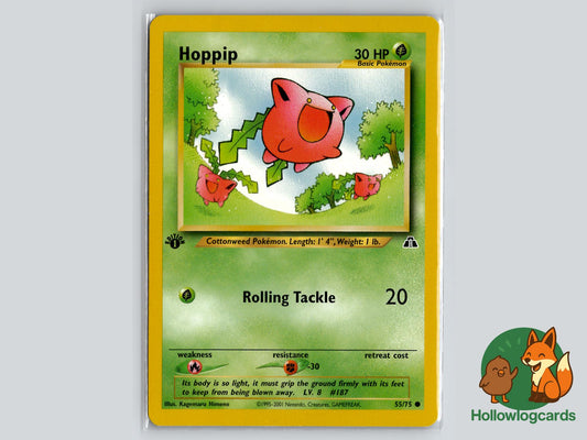1st Edition Hoppip (55/75) - Neo Discovery Pokémon Card
