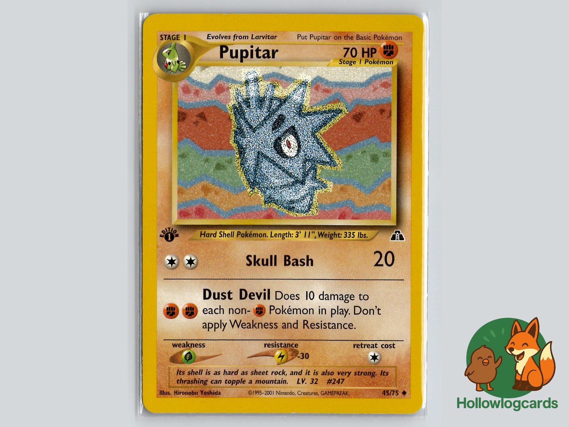 1st Edition Pupitar (45/75) - Neo Discovery Pokémon Card