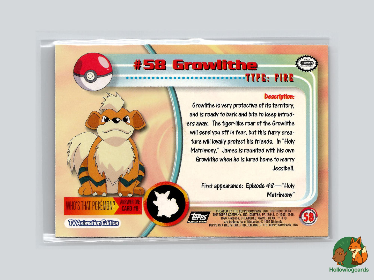 Growlithe (#58) Chrome Foil - Topps Trading Cards Series 1 - MP