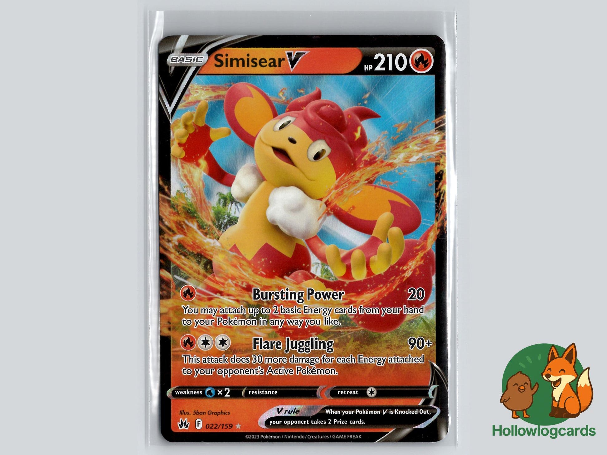 Simisear V (022/159) - Crown Zenith Pokémon Card