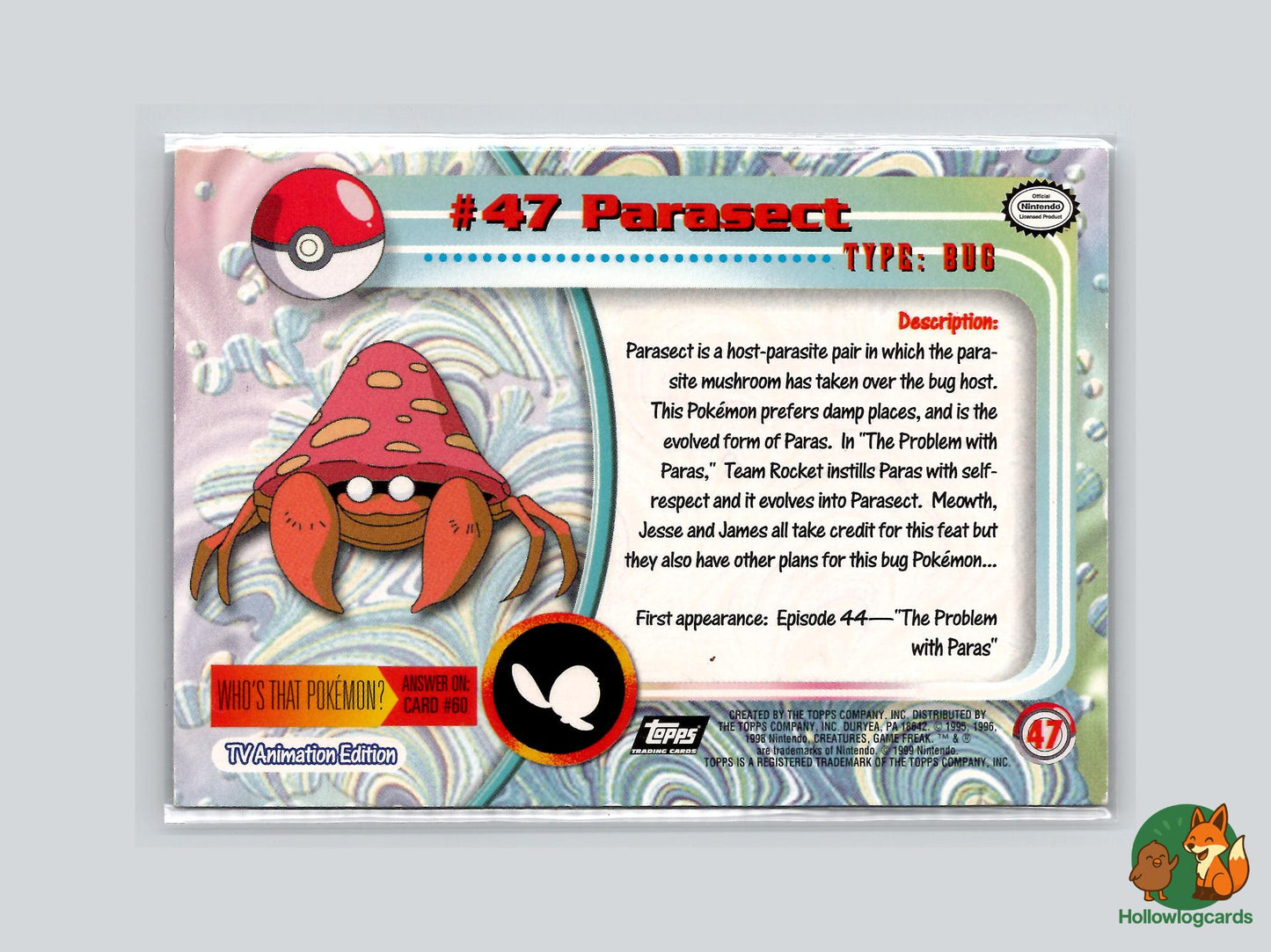 Parasect (#47) Chrome Foil - Topps Trading Cards Series 1