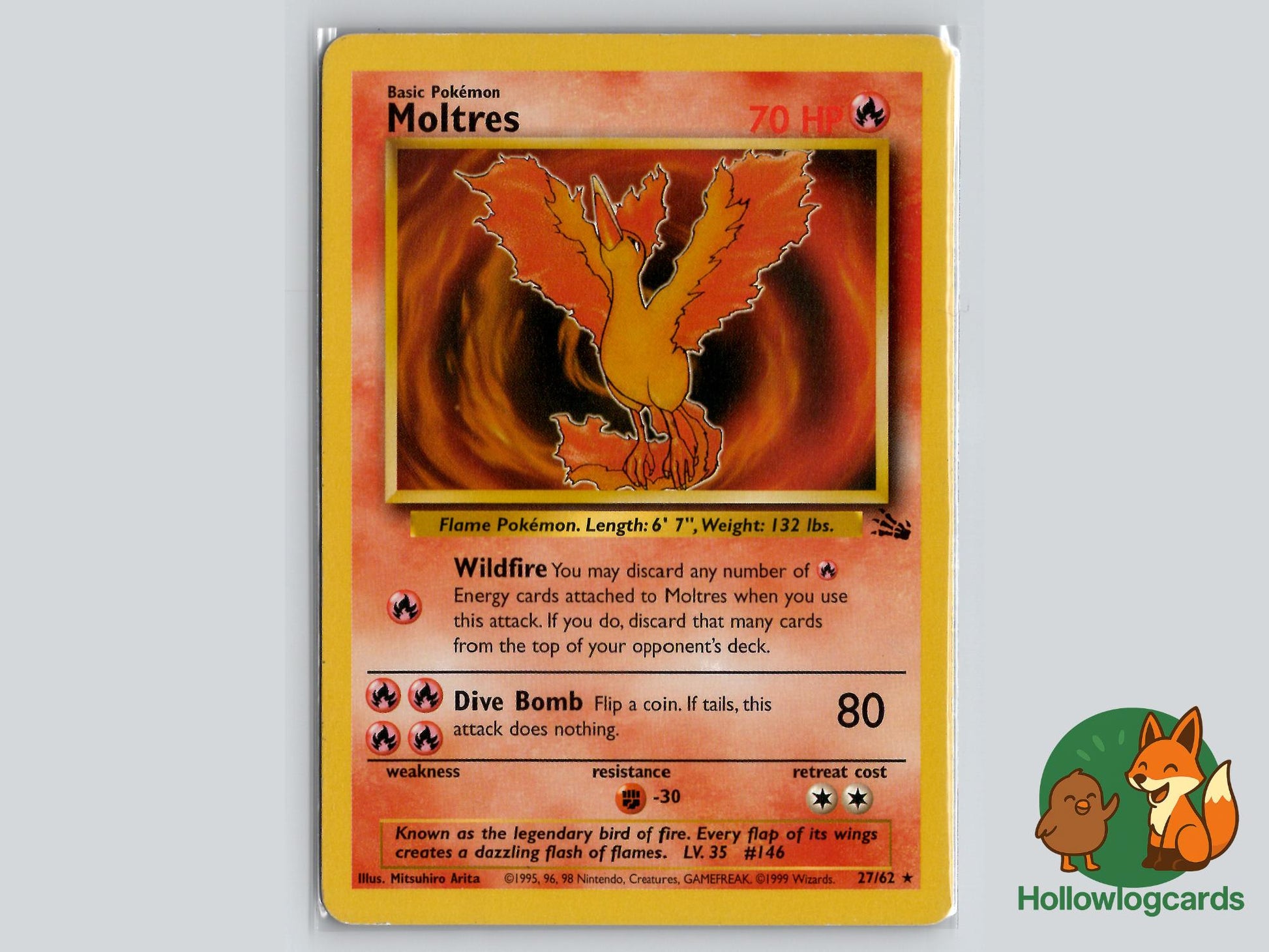 Moltres (27/62) - Fossil Pokémon Card
