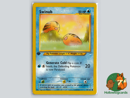 1st Edition Swinub (84/105) - Neo Destiny Pokémon Card