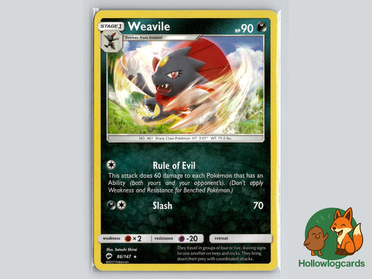 Weavile (86/147) - Burning Shadows Pokémon Card