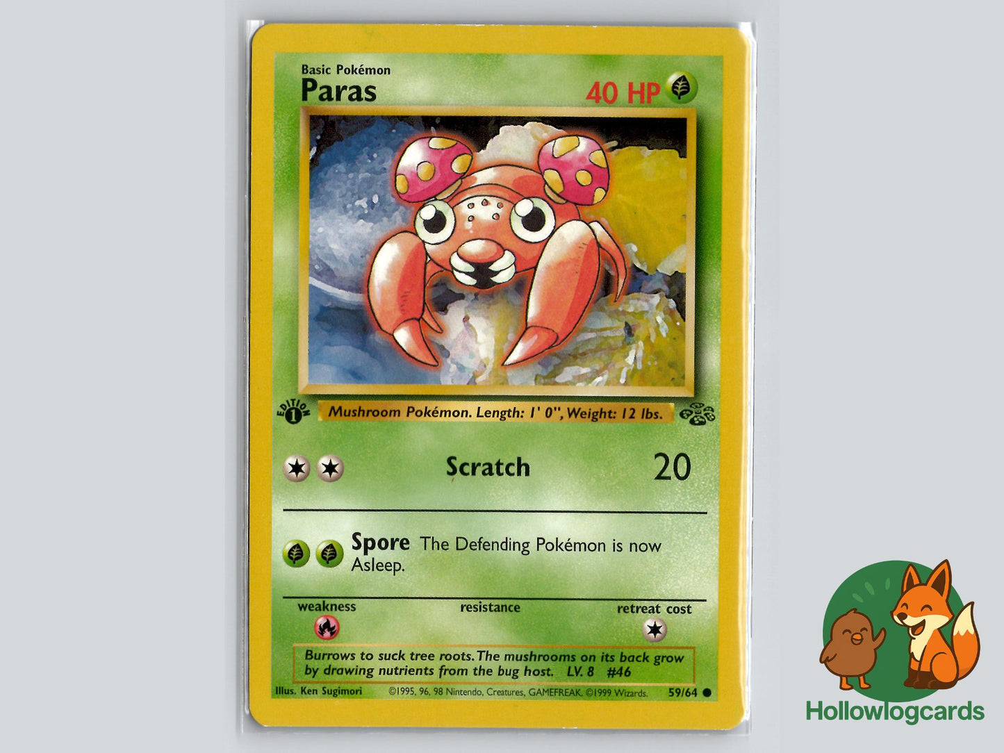 1st Edition Paras (59/64) - Jungle Pokémon Card