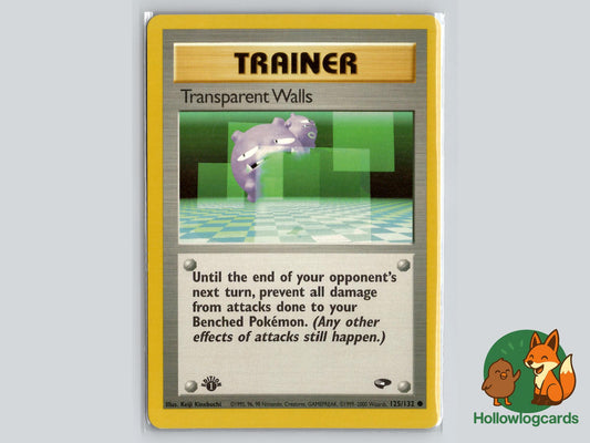 1st Edition Transparent Walls (125/132) - Gym Challenge Pokémon Card