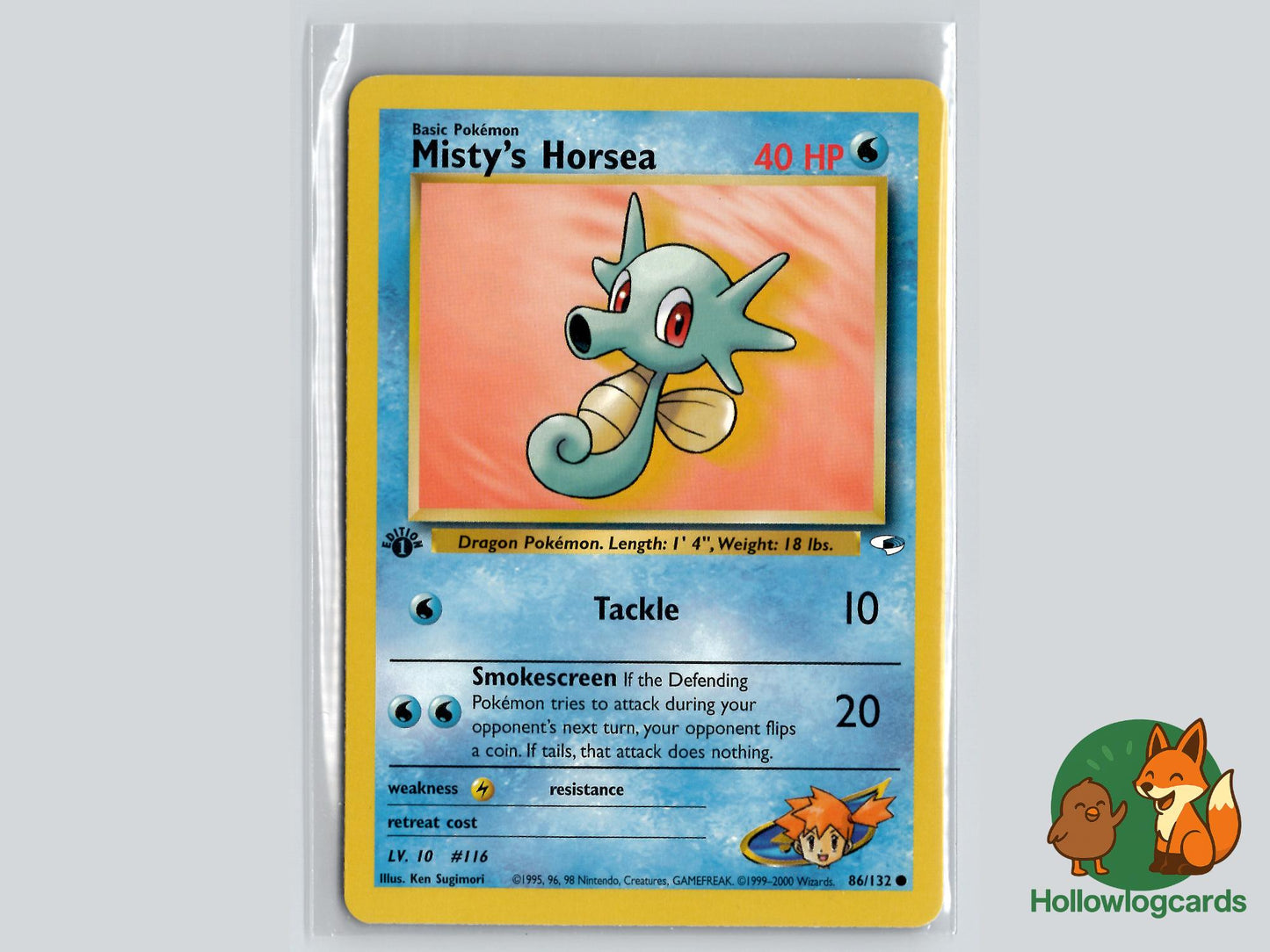 1st Edition Misty's Horsea (86/132) - Gym Heroes Pokémon Card