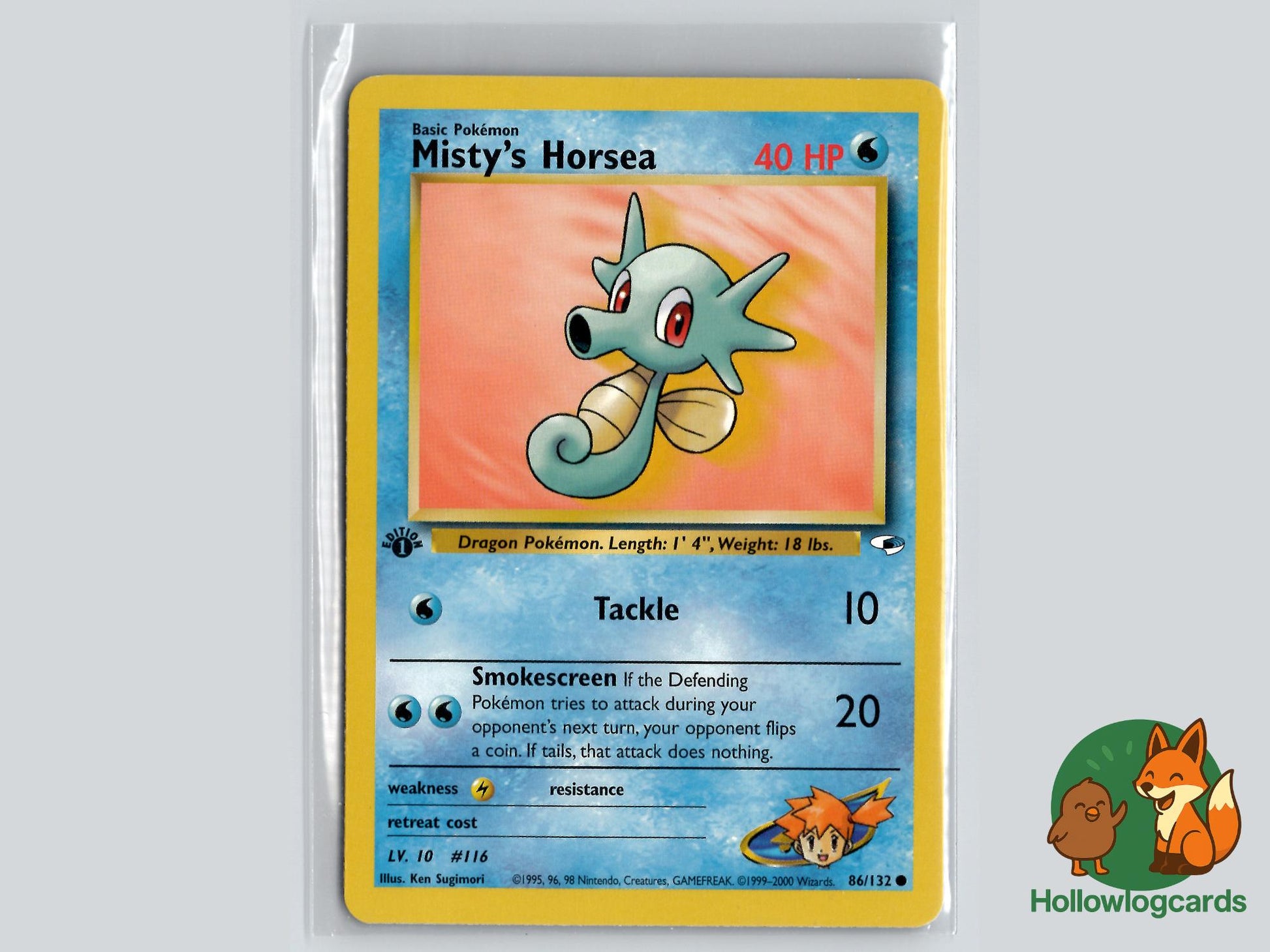 1st Edition Misty's Horsea (86/132) - Gym Heroes Pokémon Card