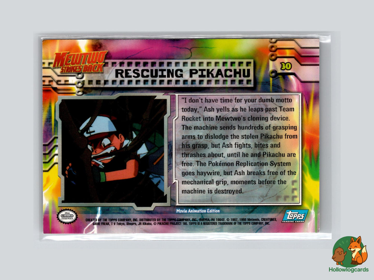 Rescuing Pikachu (#30) - Topps Mewtwo Strikes Back