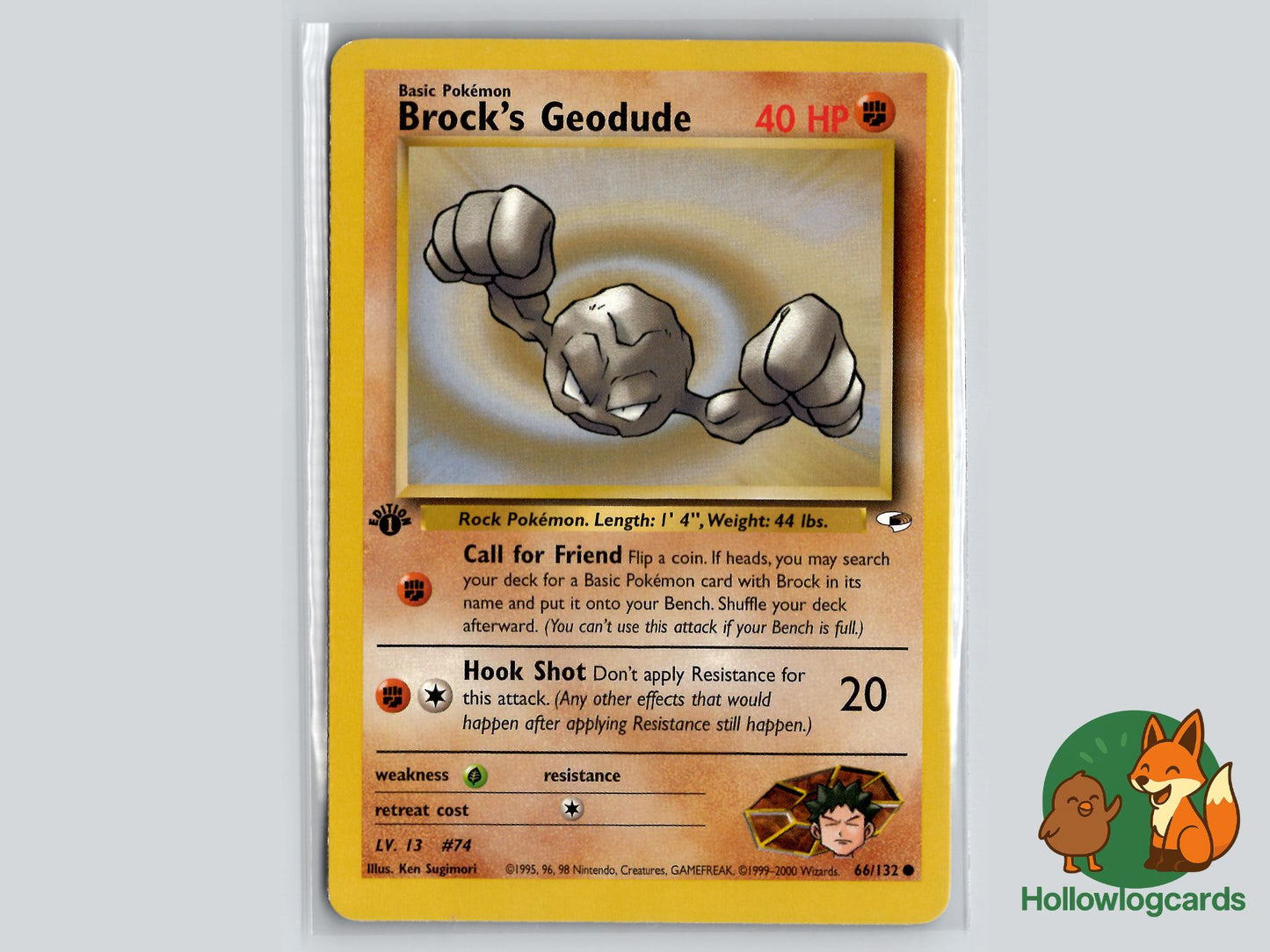 1st Edition Brock's Geodude (66/132) - Gym Heroes Pokémon Card