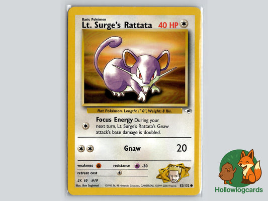 Lt. Surge's Rattata (82/132) - Gym Heroes Pokémon Card