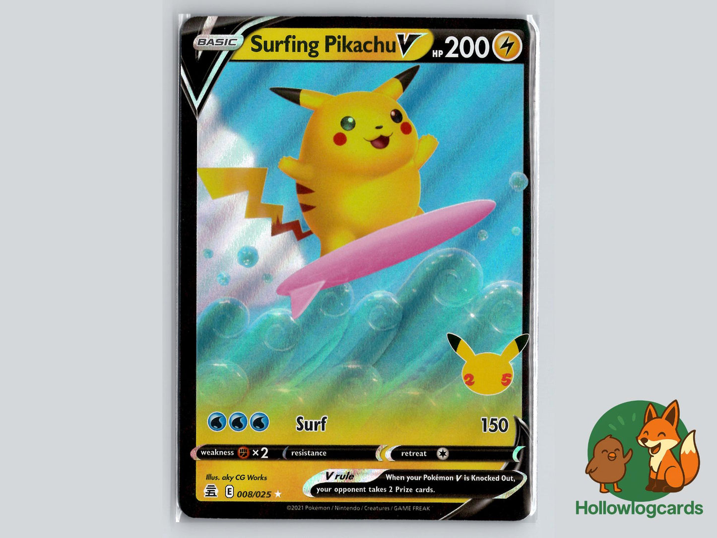 Surfing Pikachu V (008/025) - Celebrations Pokémon Card