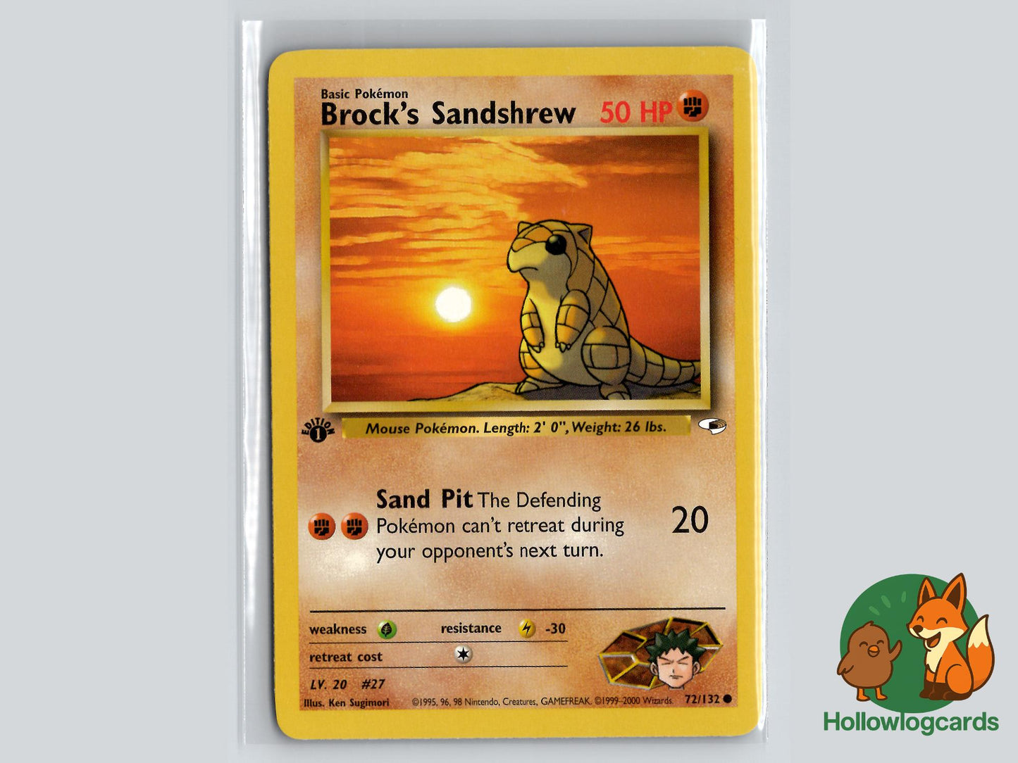 1st Edition Brock's Sandshrew (72/132) - Gym Heroes Pokémon Card