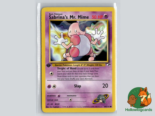 1st Edition Sabrina's Mr. Mime (94/132) - Gym Heroes Pokémon Card