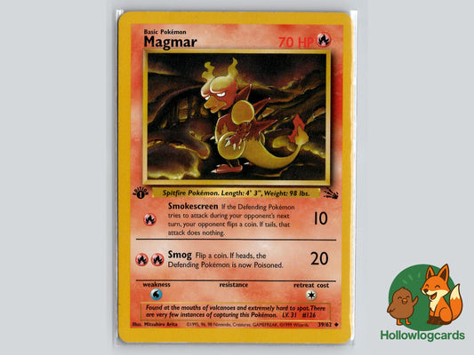 1st Edition Magmar (39/62) - Fossil Pokémon Card