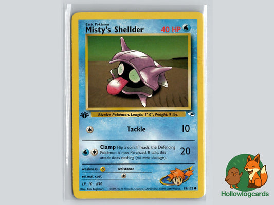 1st Edition Misty's Shellder (89/132) - Gym Heroes Pokémon Card