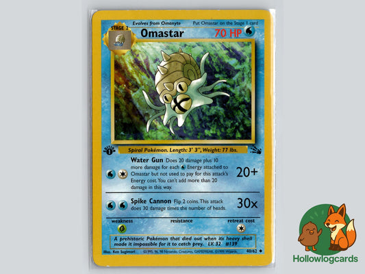 1st Edition Omastar (40/62) - Fossil Pokémon Card
