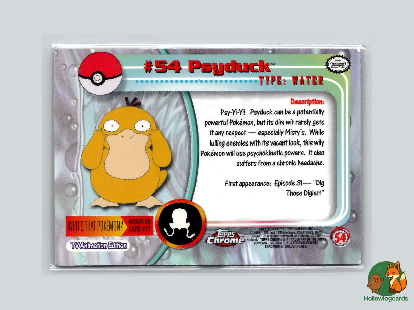 Psyduck (#54) Chrome Foil - Topps Trading Cards Series 1 (Red)