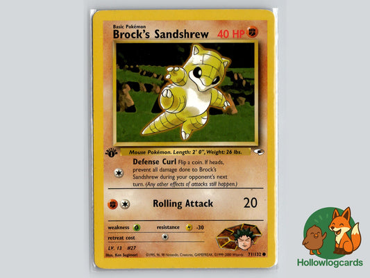 1st Edition Brock's Sandshrew (71/132) - Gym Heroes Pokémon Card