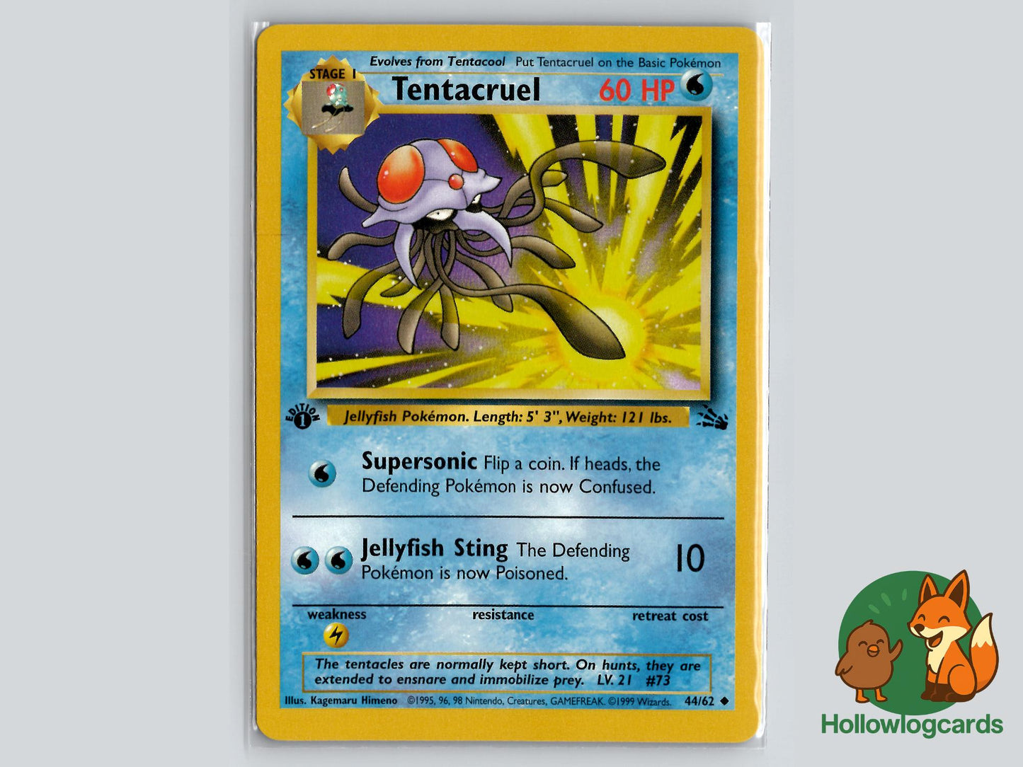 1st Edition Tentacruel (44/62) - Fossil Pokémon Card