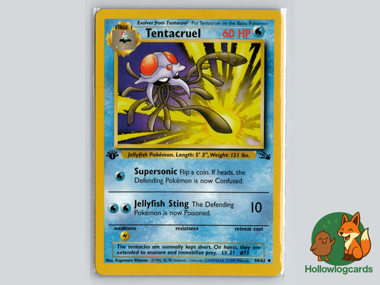 1st Edition Tentacruel (44/62) - Fossil Pokémon Card
