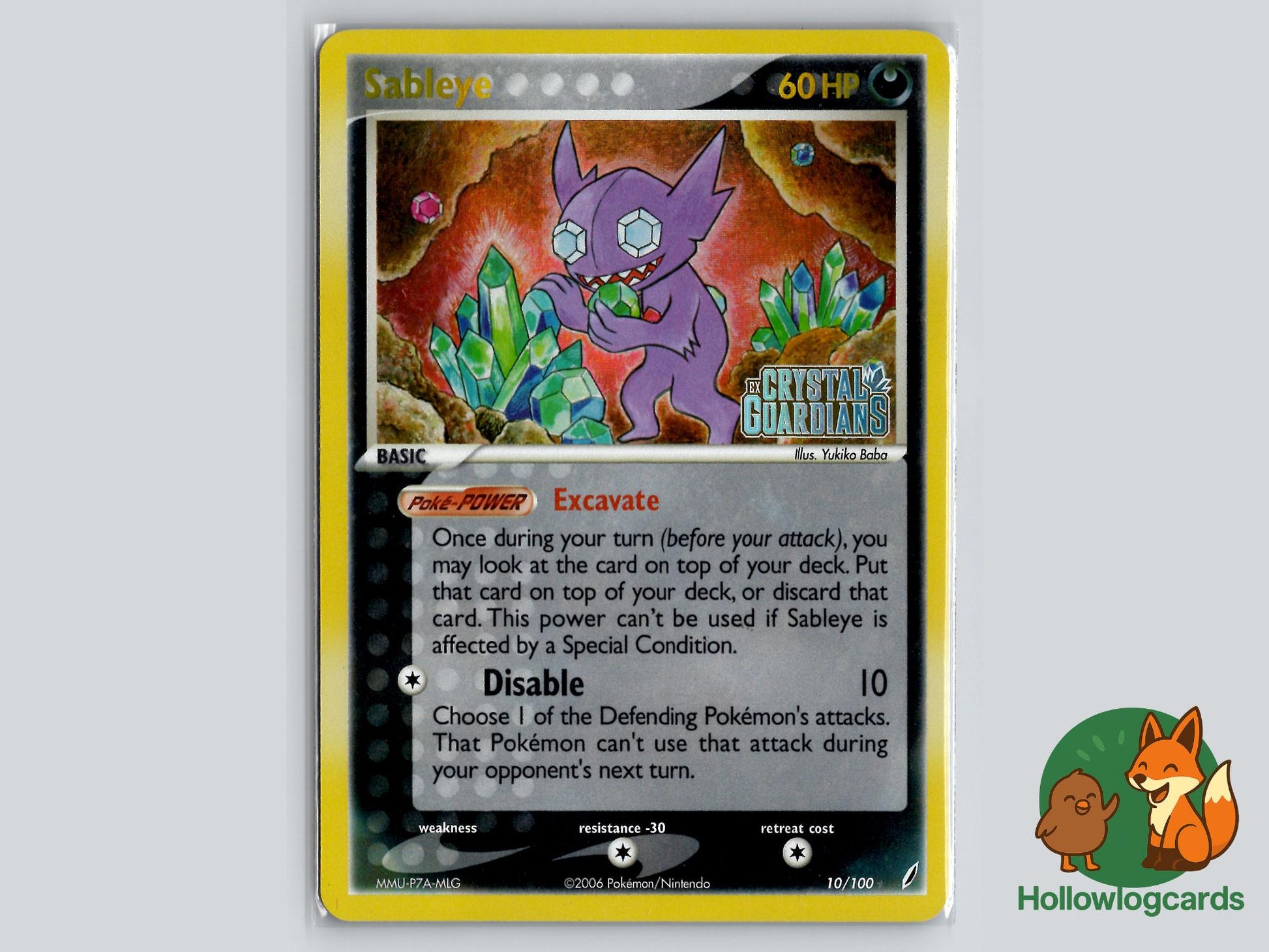 Sableye (10/100) - Crystal Guardians Pokémon Card