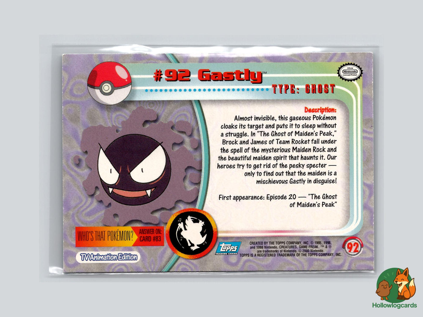 Gastly (#92) Chrome Foil - Topps Trading Cards Series 2