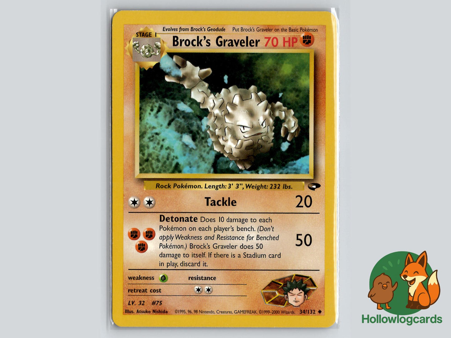 Brock's Graveler (34/132) - Gym Challenge Pokémon Card