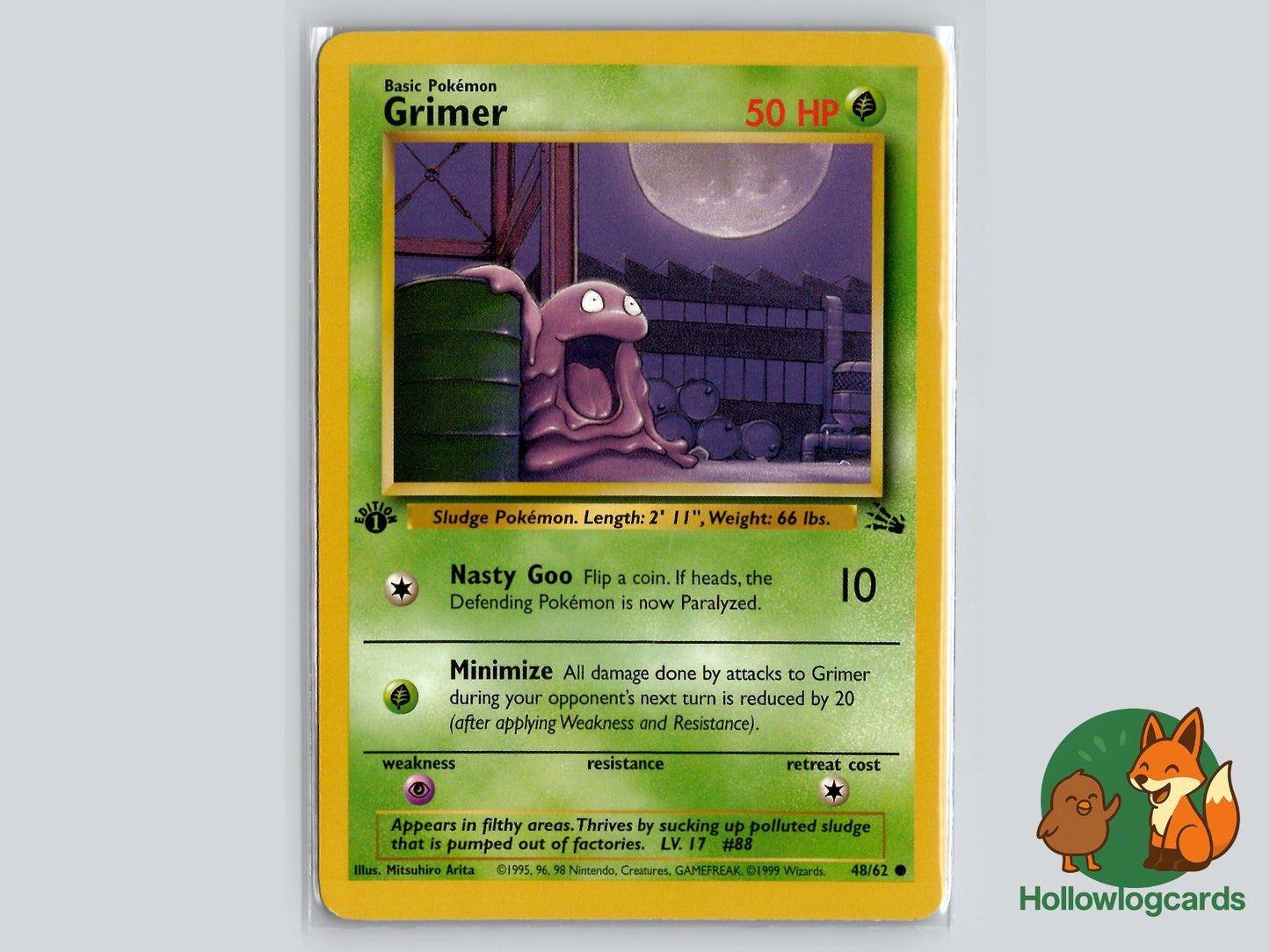 1st Edition Grimer (48/62) - Fossil Pokémon Card