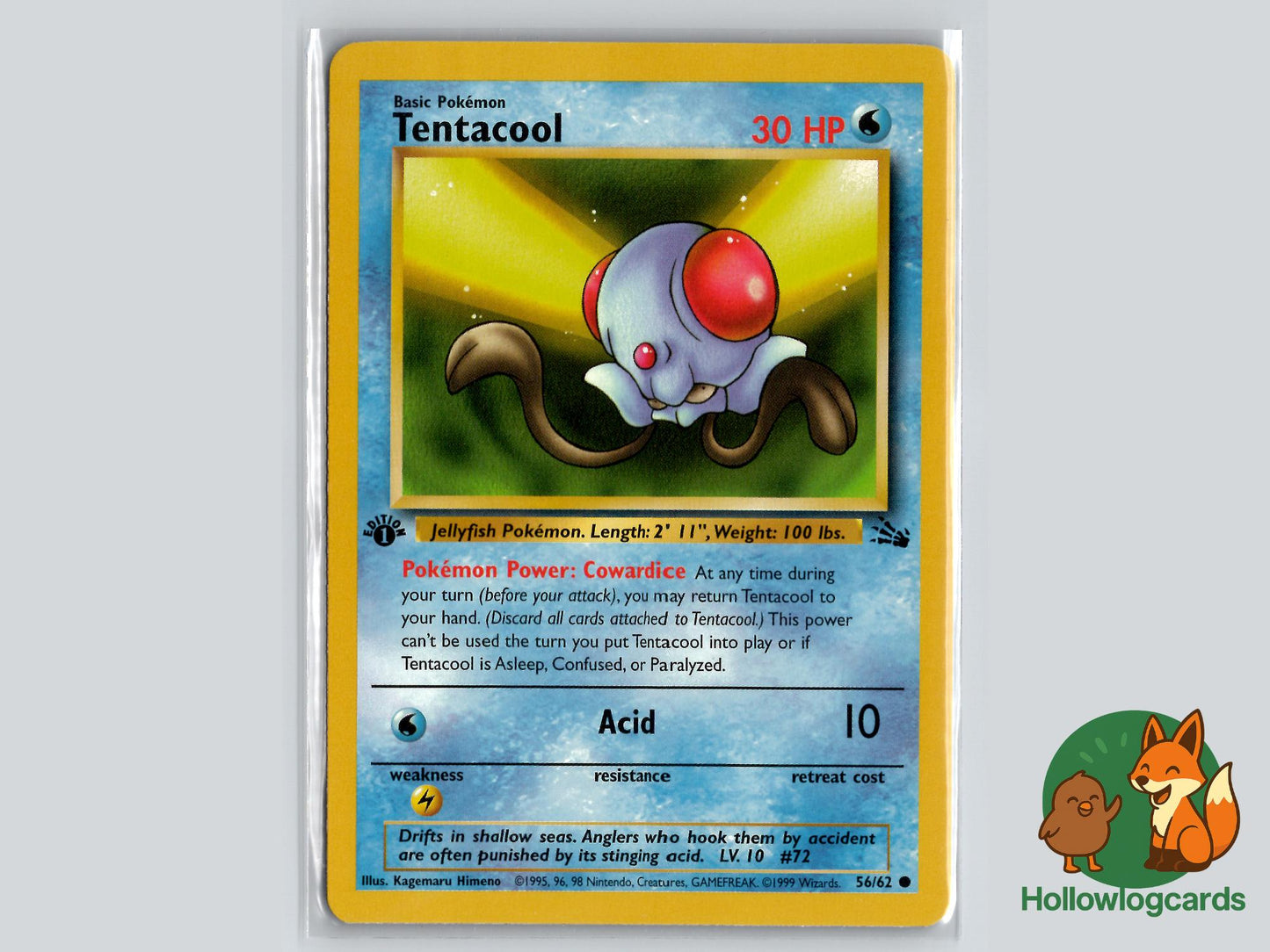 1st Edition Tentacool (56/62) - Fossil Pokémon Card