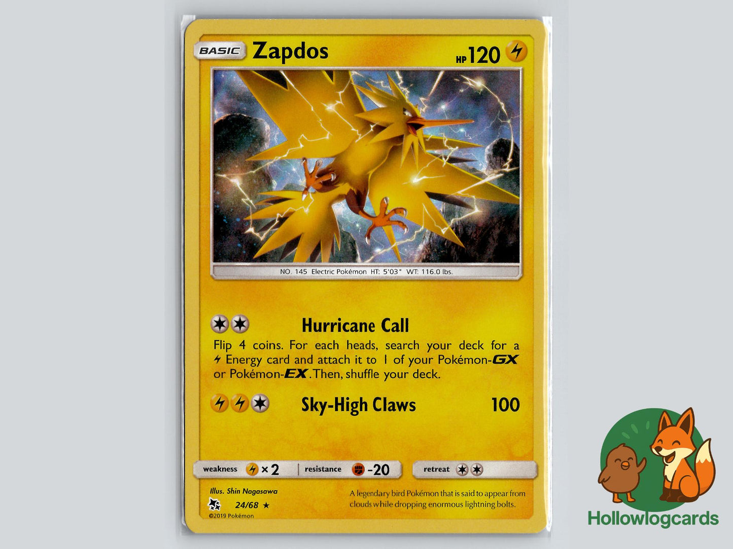 Zapdos (24/68) - Hidden Fates Pokémon Card