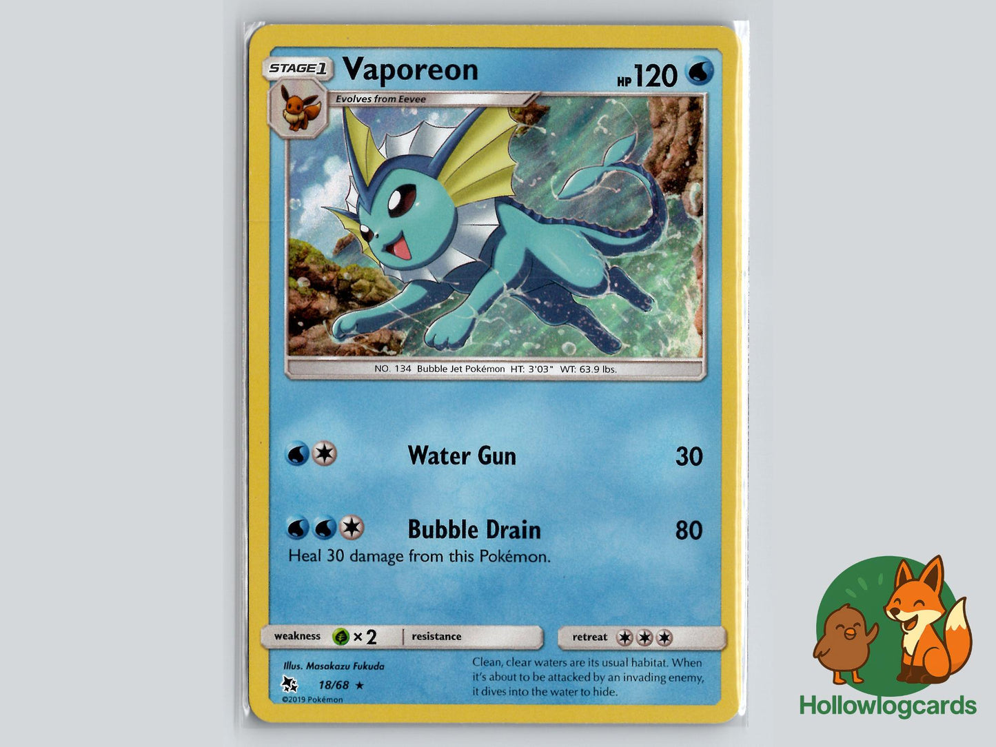 Vaporeon (18/68) - Hidden Fates Pokémon Card