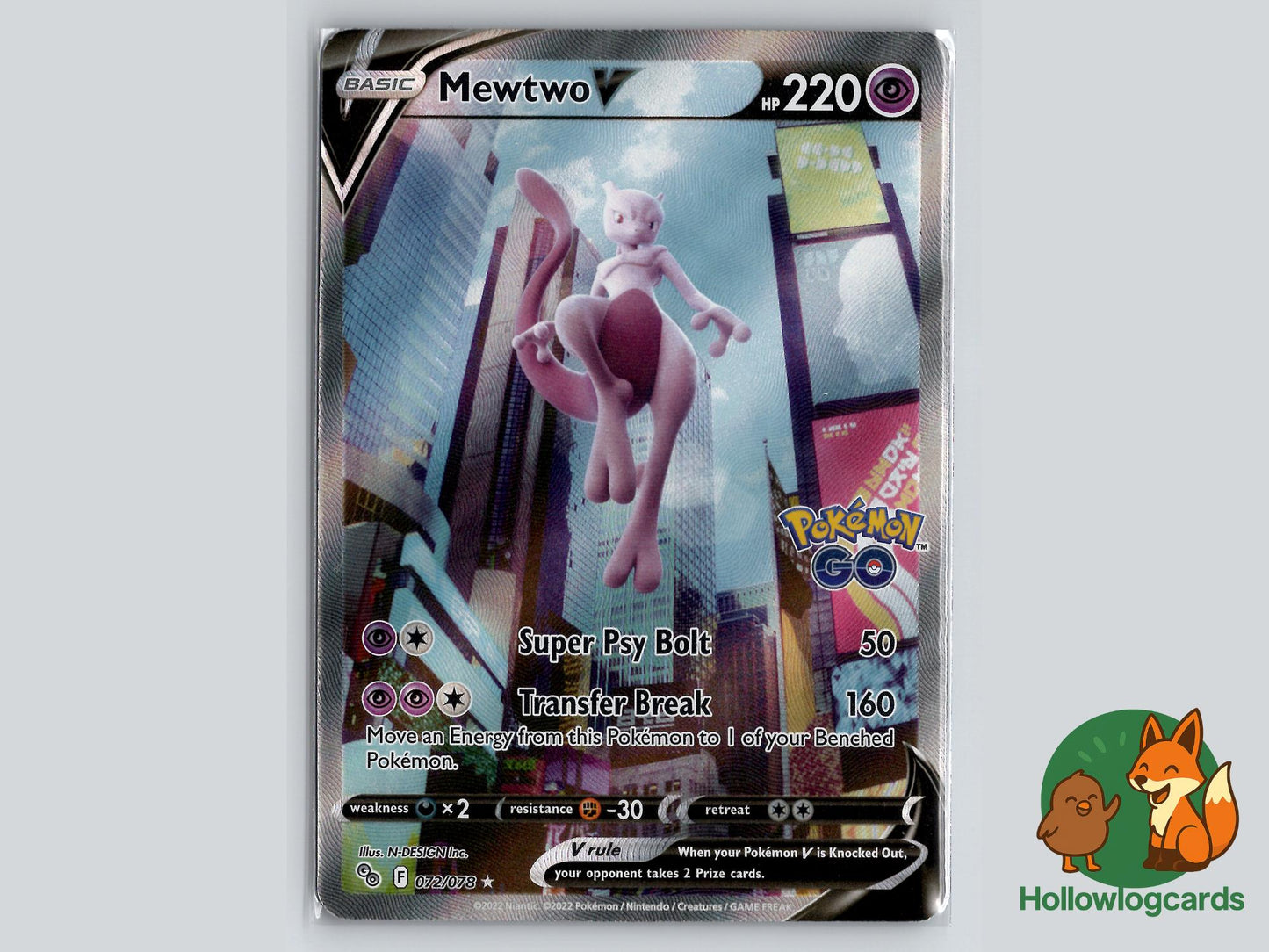 Mewtwo V (072/078) - Pokemon GO Pokémon Card