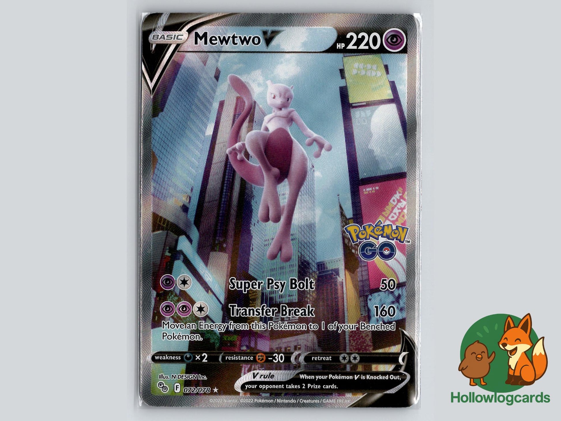 Mewtwo V (072/078) - Pokemon GO Pokémon Card